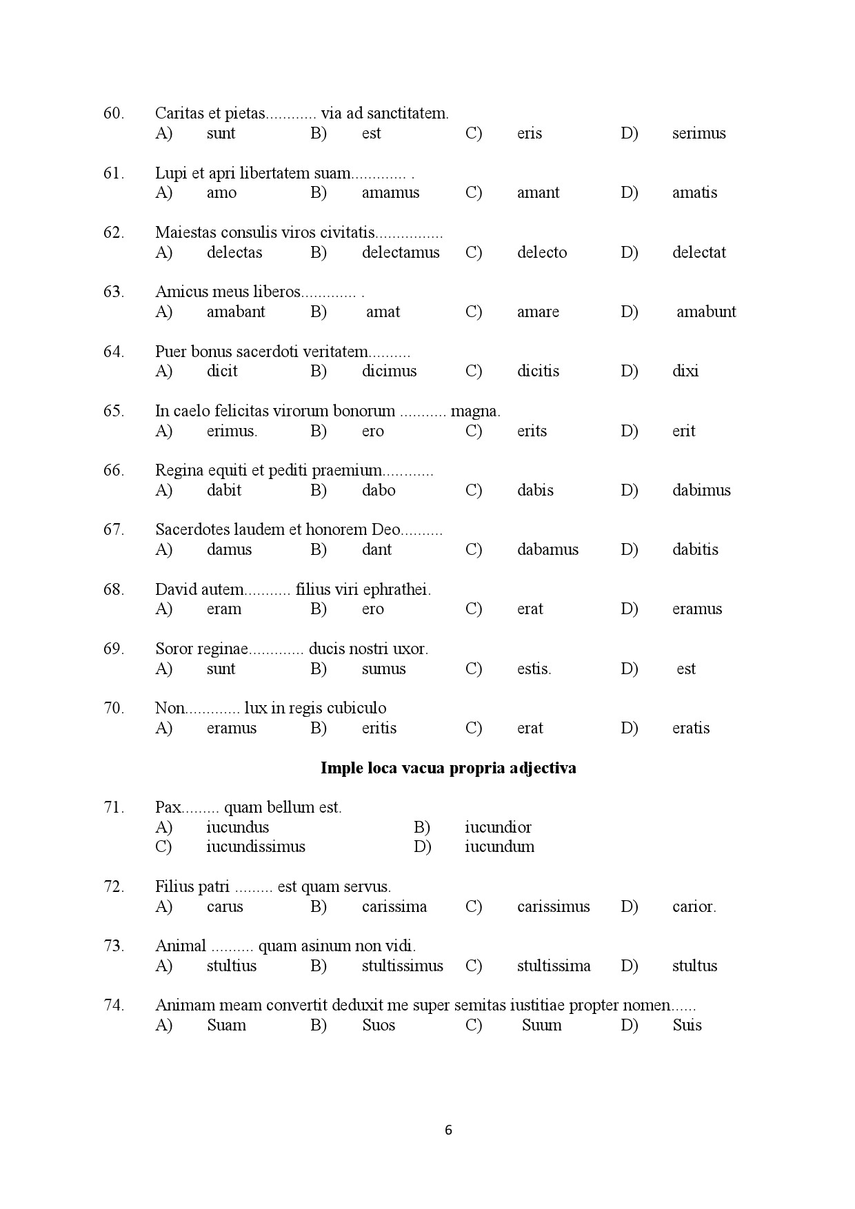 Kerala SET Latin Exam Question Paper January 2024 6