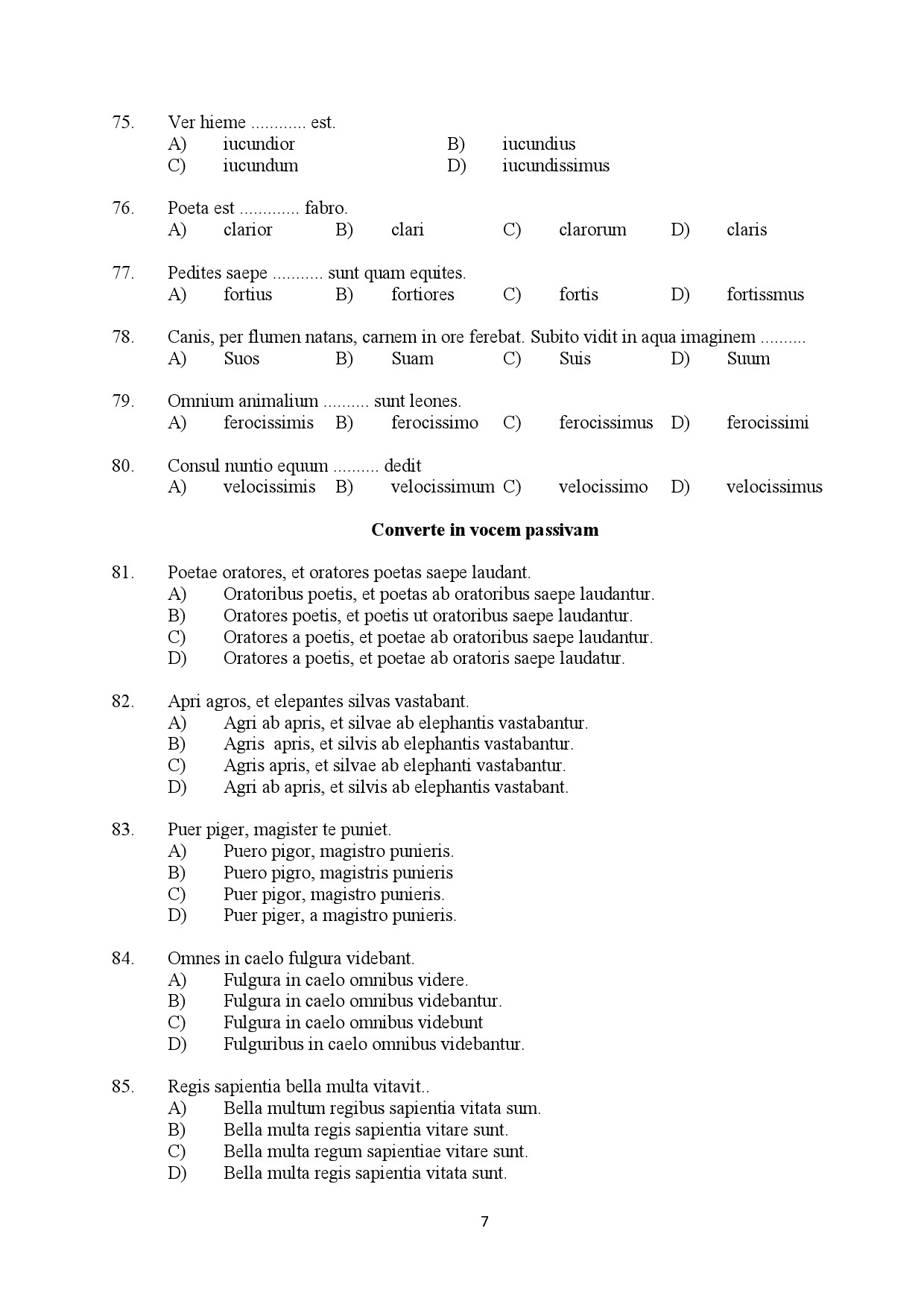 Kerala SET Latin Exam Question Paper January 2024 7