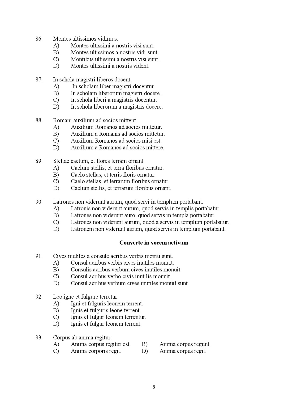 Kerala SET Latin Exam Question Paper January 2024 8