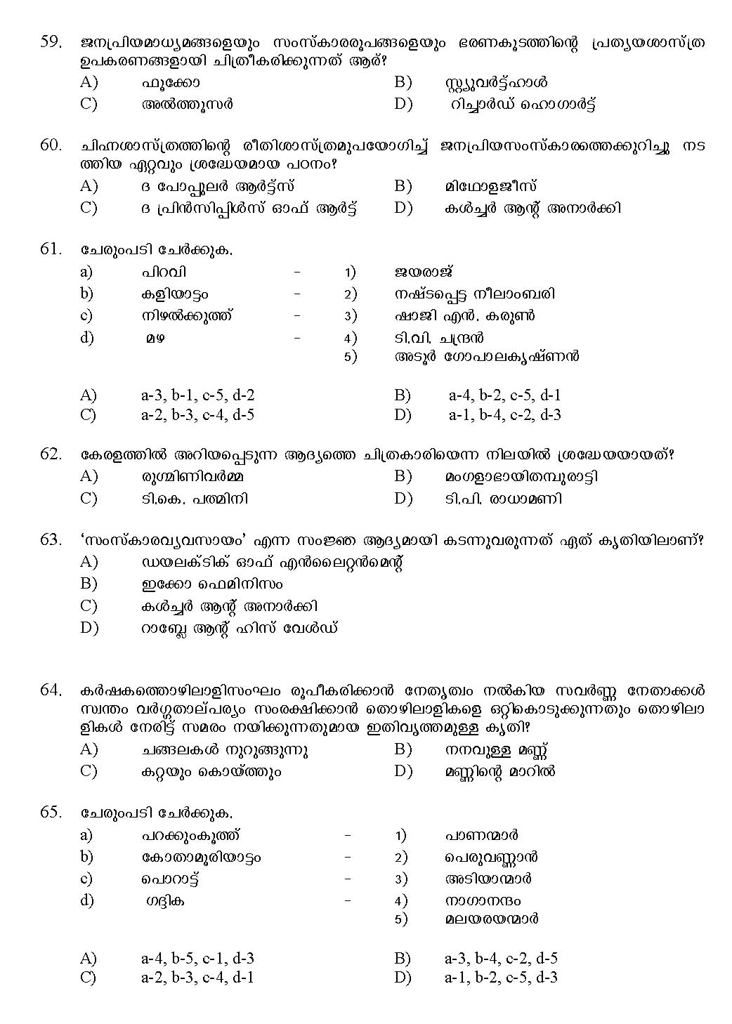 Kerala SET Malayalam Exam 2017 Question Code 17220 A 9