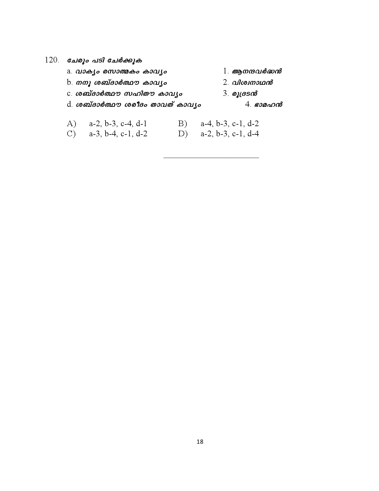 Kerala SET Malayalam Exam Question Paper January 2024 18