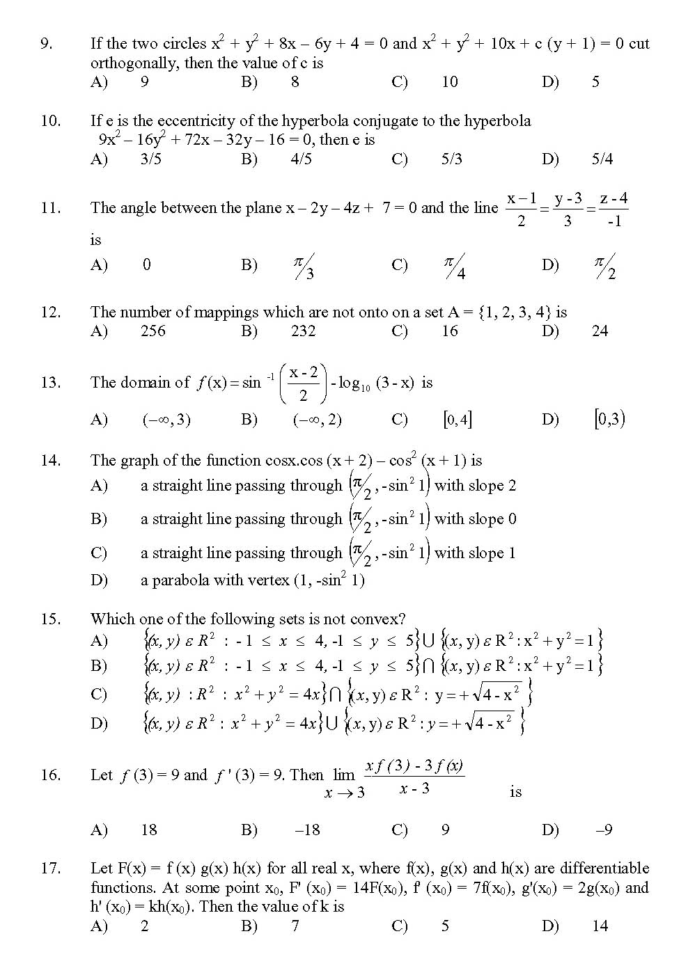 Kerala SET Mathematics Exam 2013 Question Code 13621 2