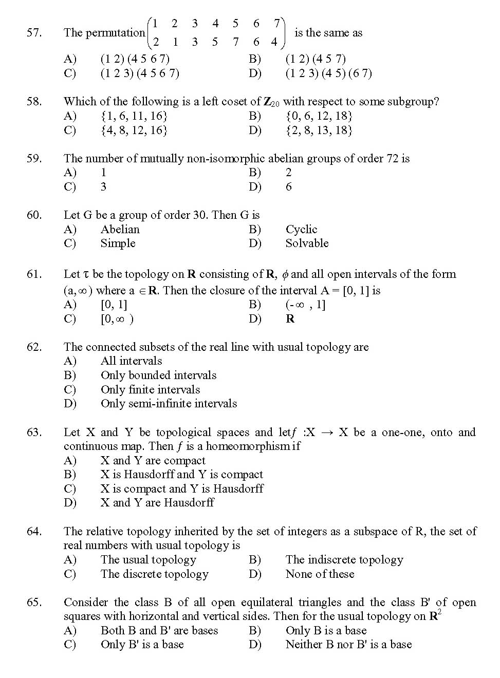 Kerala SET Mathematics Exam 2013 Question Code 13621 8