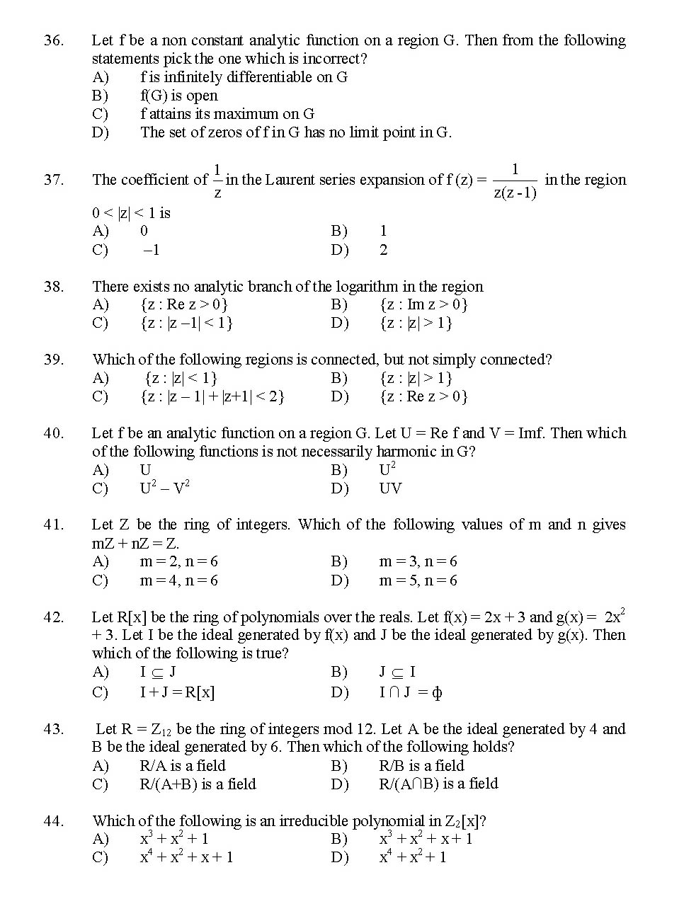 Kerala SET Mathematics Exam 2014 Question Code 14221 5