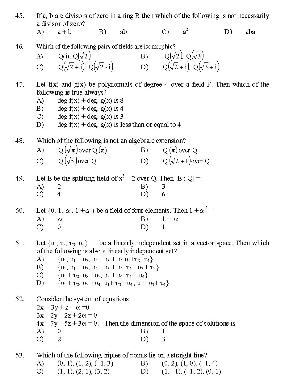 Kerala SET Mathematics Exam 2014 Question Code 14221 6