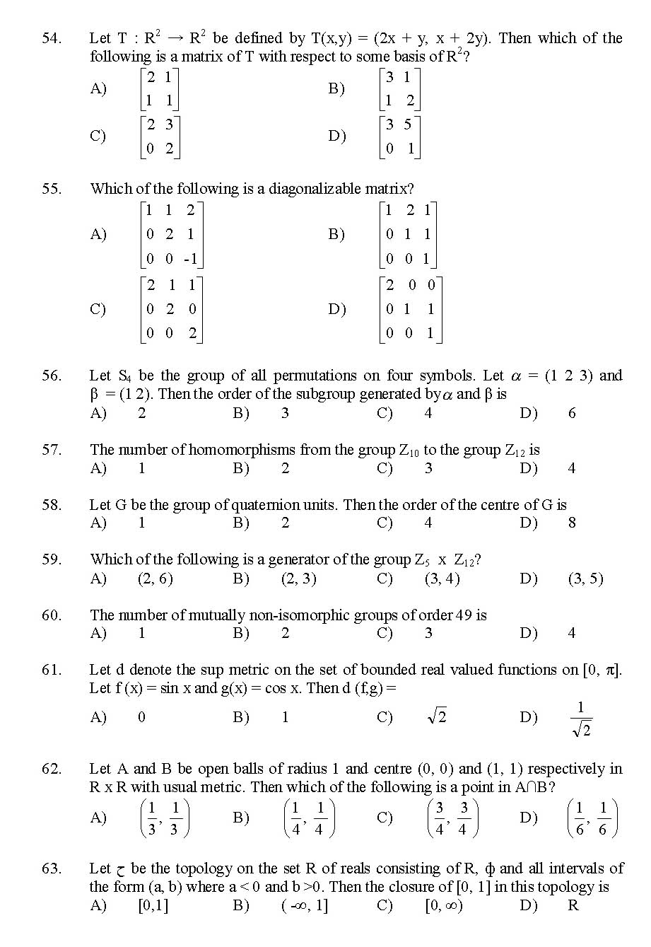 Kerala SET Mathematics Exam 2014 Question Code 14221 7