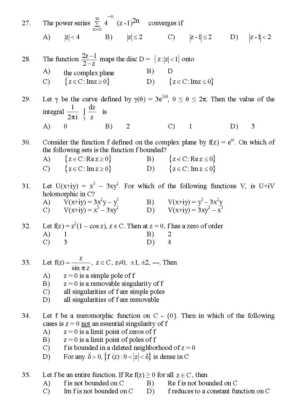 Kerala SET Mathematics Exam 2015 Question Code 15621 4