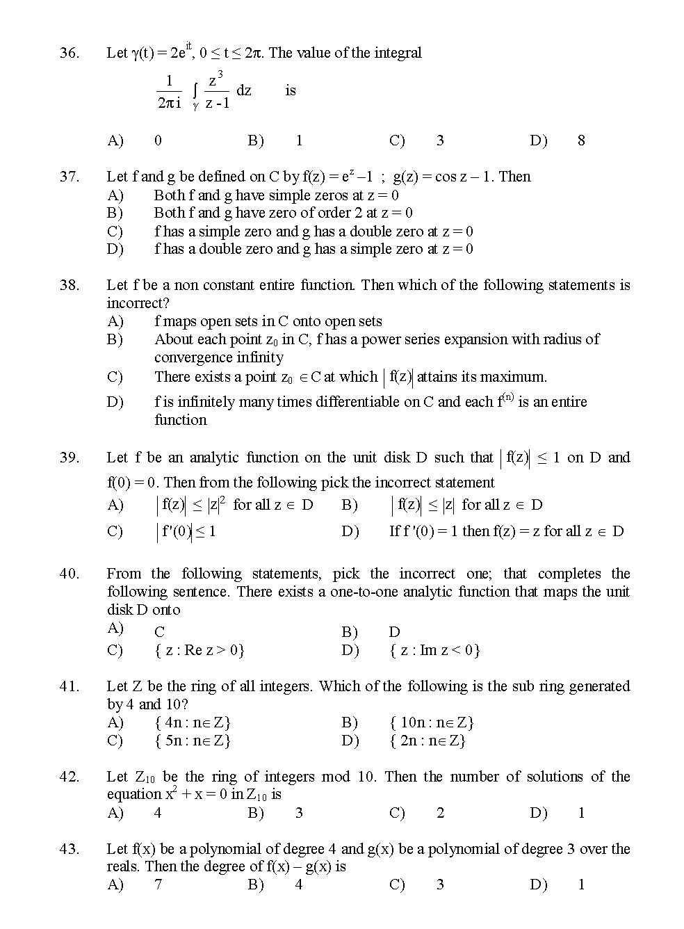 Kerala SET Mathematics Exam 2015 Question Code 15621 5
