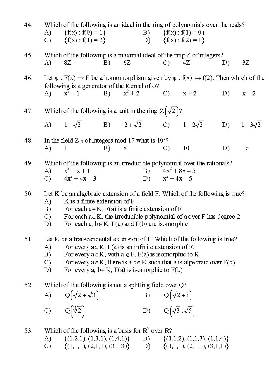 Kerala SET Mathematics Exam 2015 Question Code 15621 6