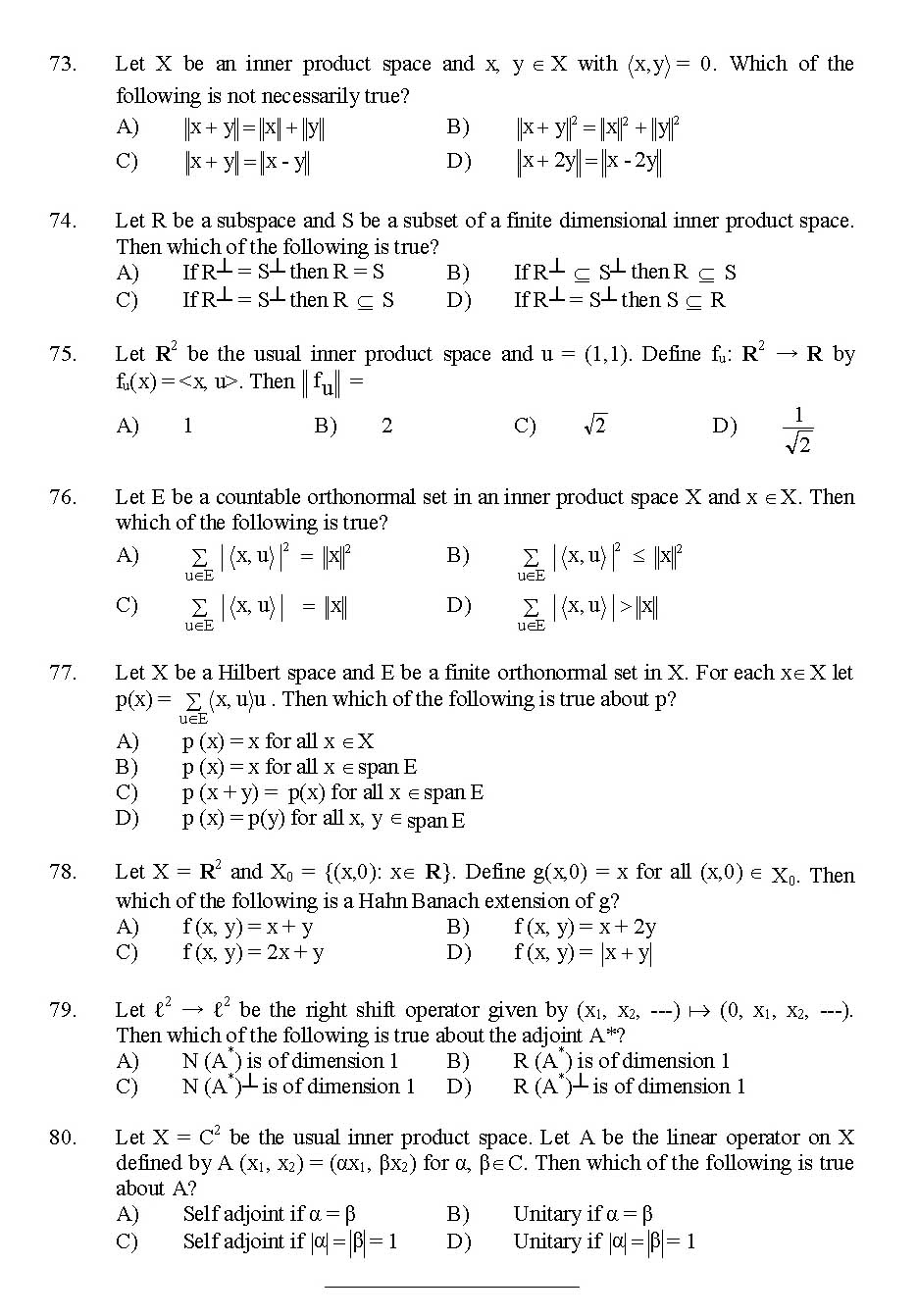 Kerala SET Mathematics Exam 2015 Question Code 15621 9