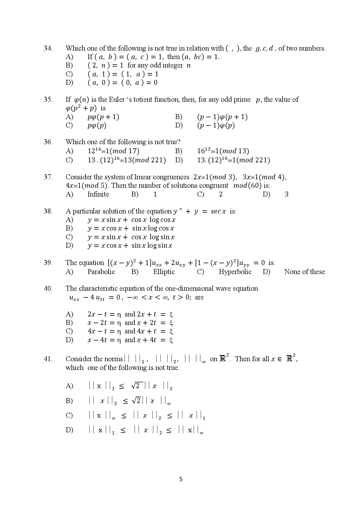 Kerala SET Mathematics Exam Question Paper February 2020 5