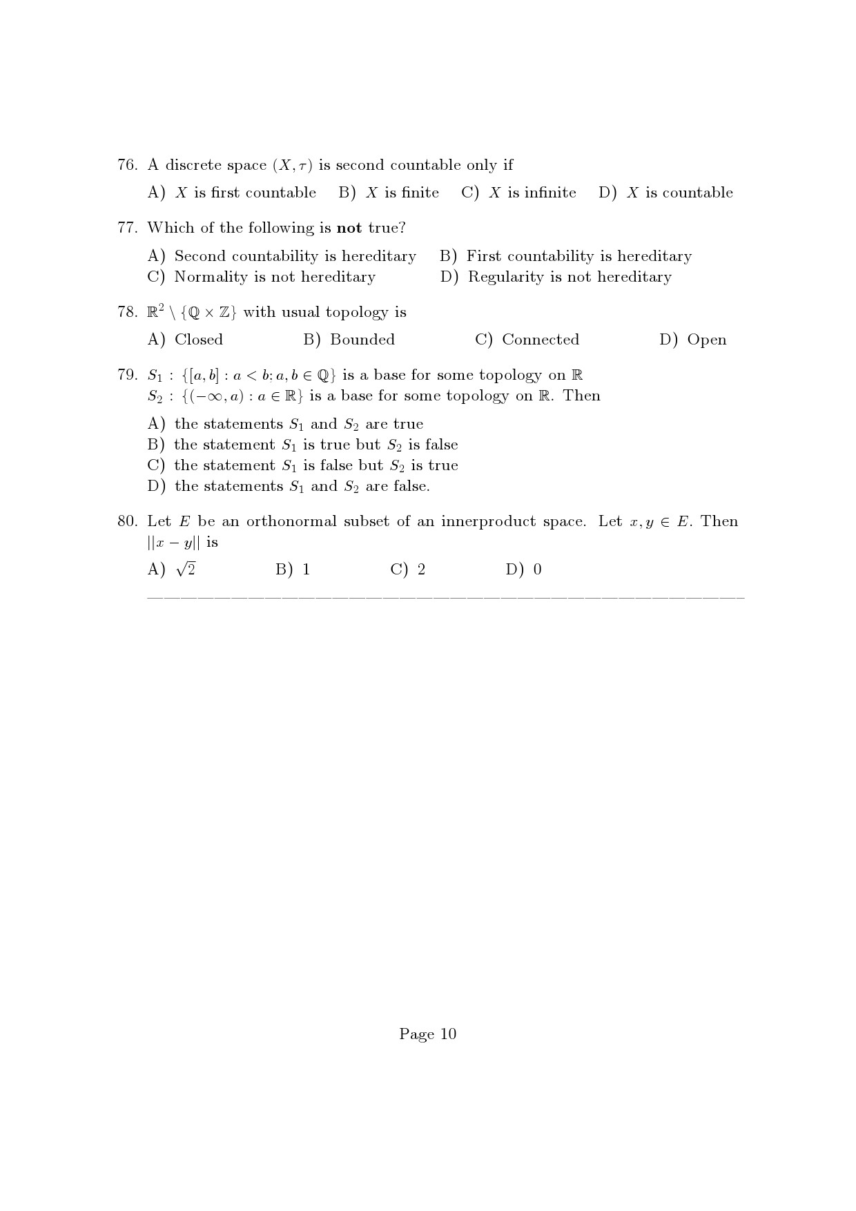 Kerala SET Mathematics Exam Question Paper January 2023 10