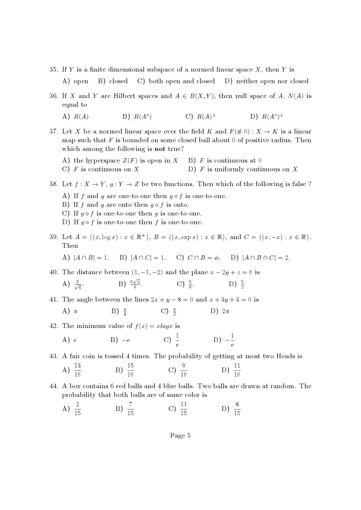 Kerala SET Mathematics Exam Question Paper January 2023 5