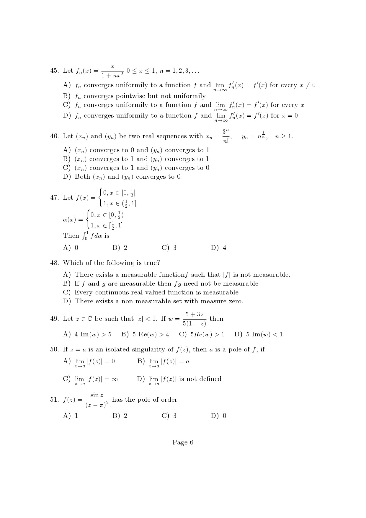 Kerala SET Mathematics Exam Question Paper January 2023 6