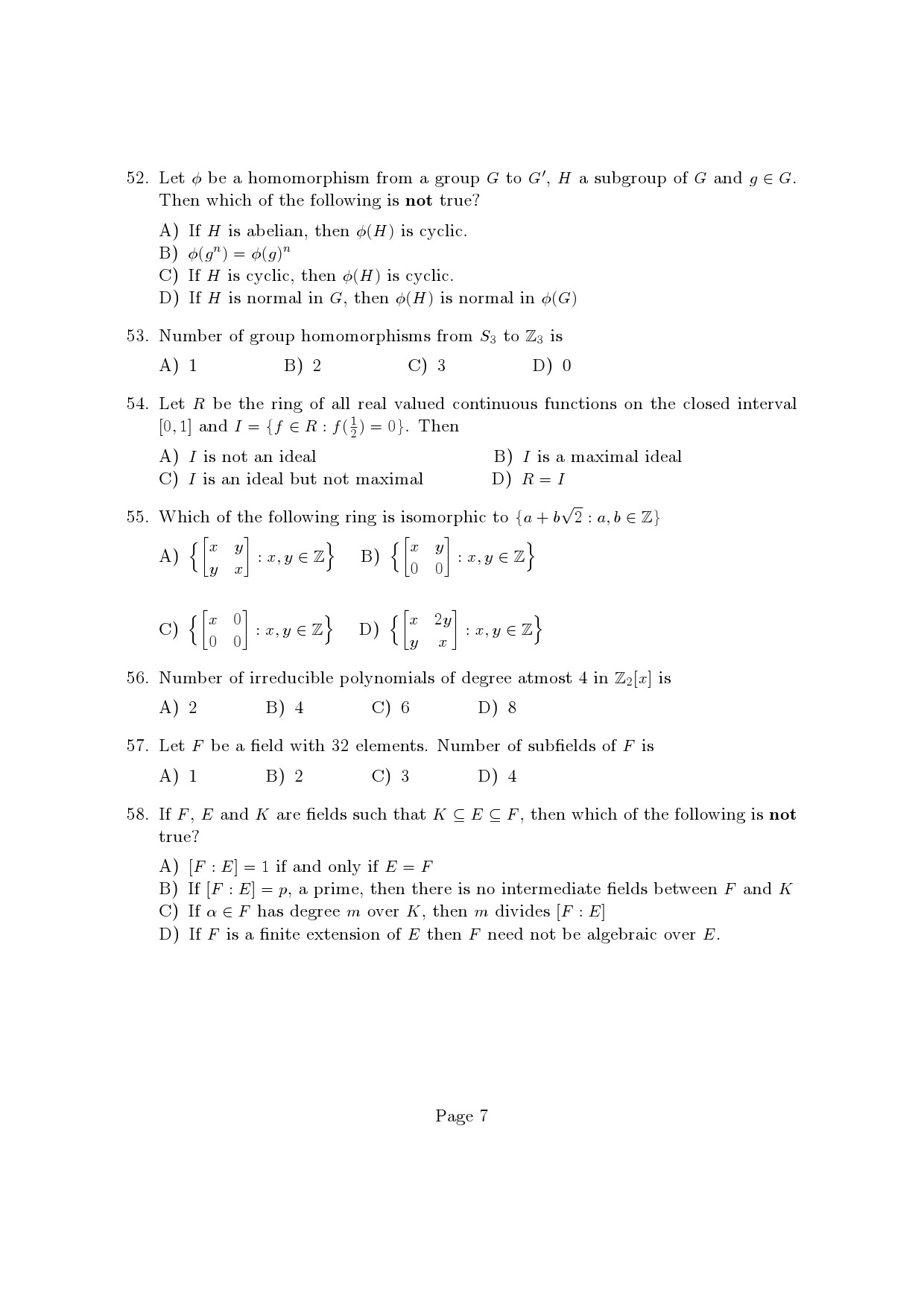 Kerala SET Mathematics Exam Question Paper January 2023 7