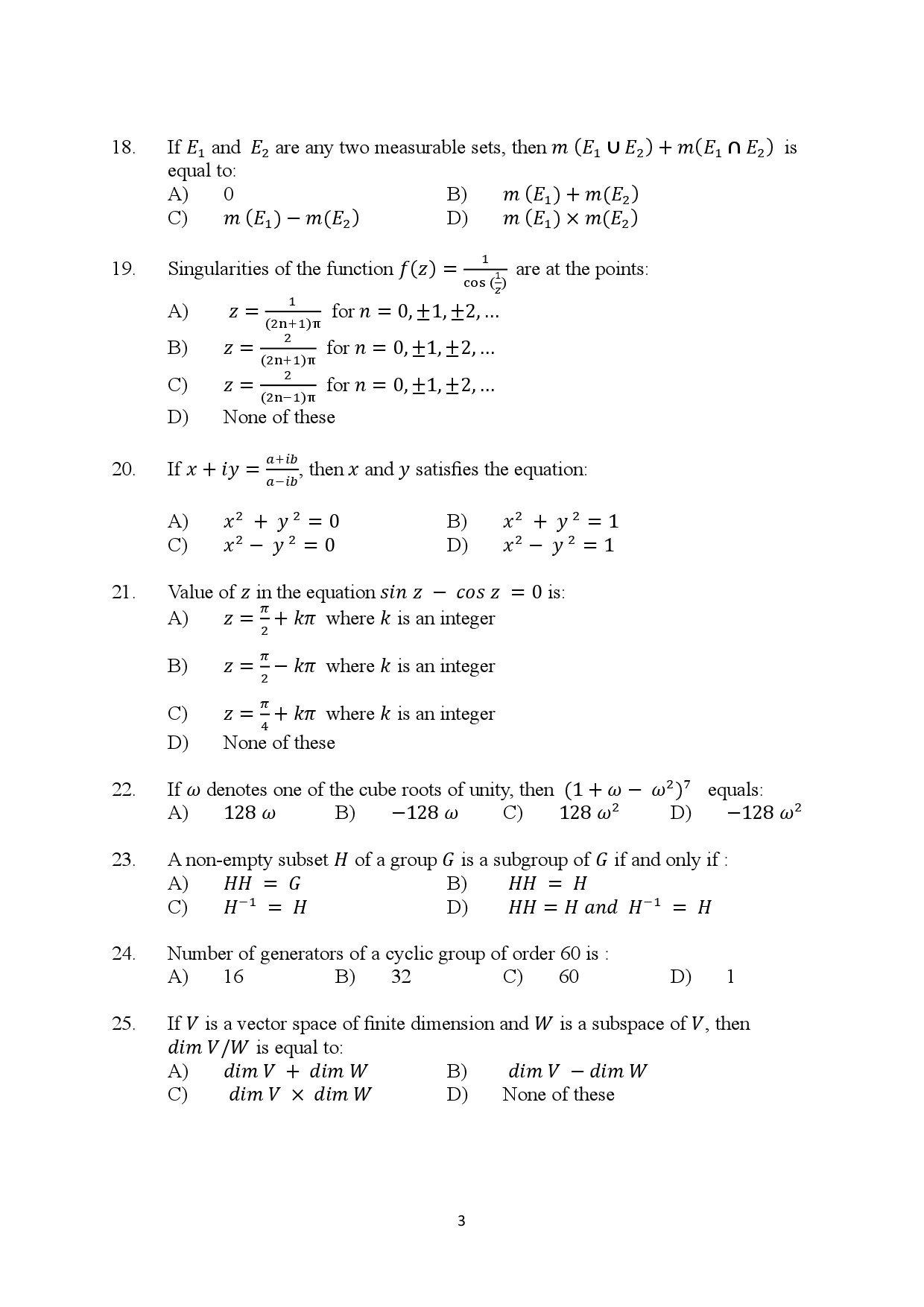 Kerala SET Mathematics Exam Question Paper January 2024 3