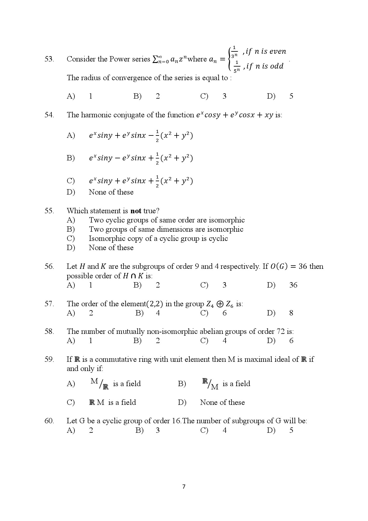 Kerala SET Mathematics Exam Question Paper January 2024 7