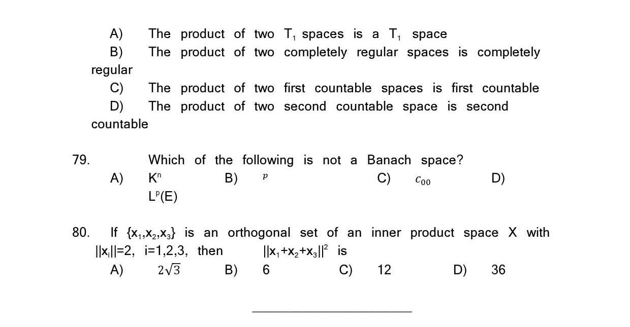 Kerala SET Mathematics Exam Question Paper July 2019 11