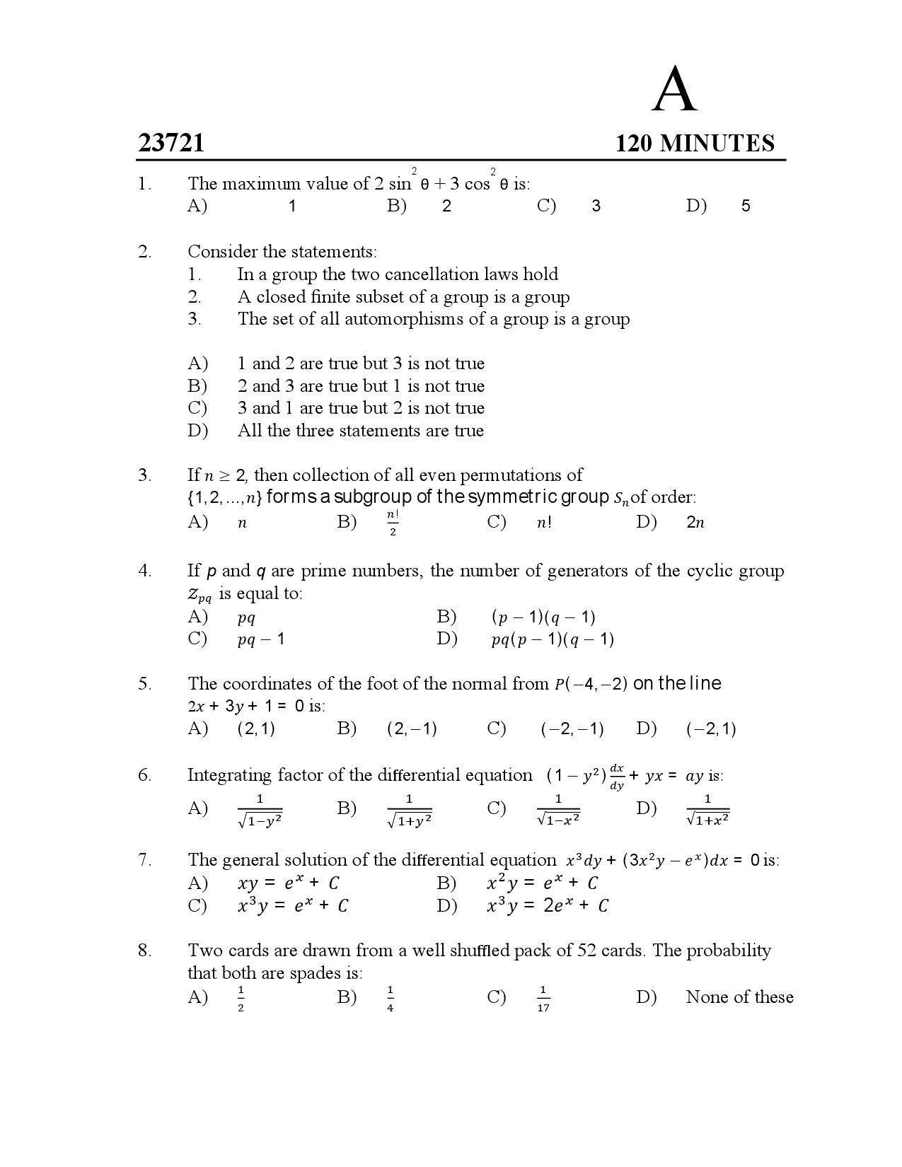 Kerala SET Mathematics Exam Question Paper July 2023 1