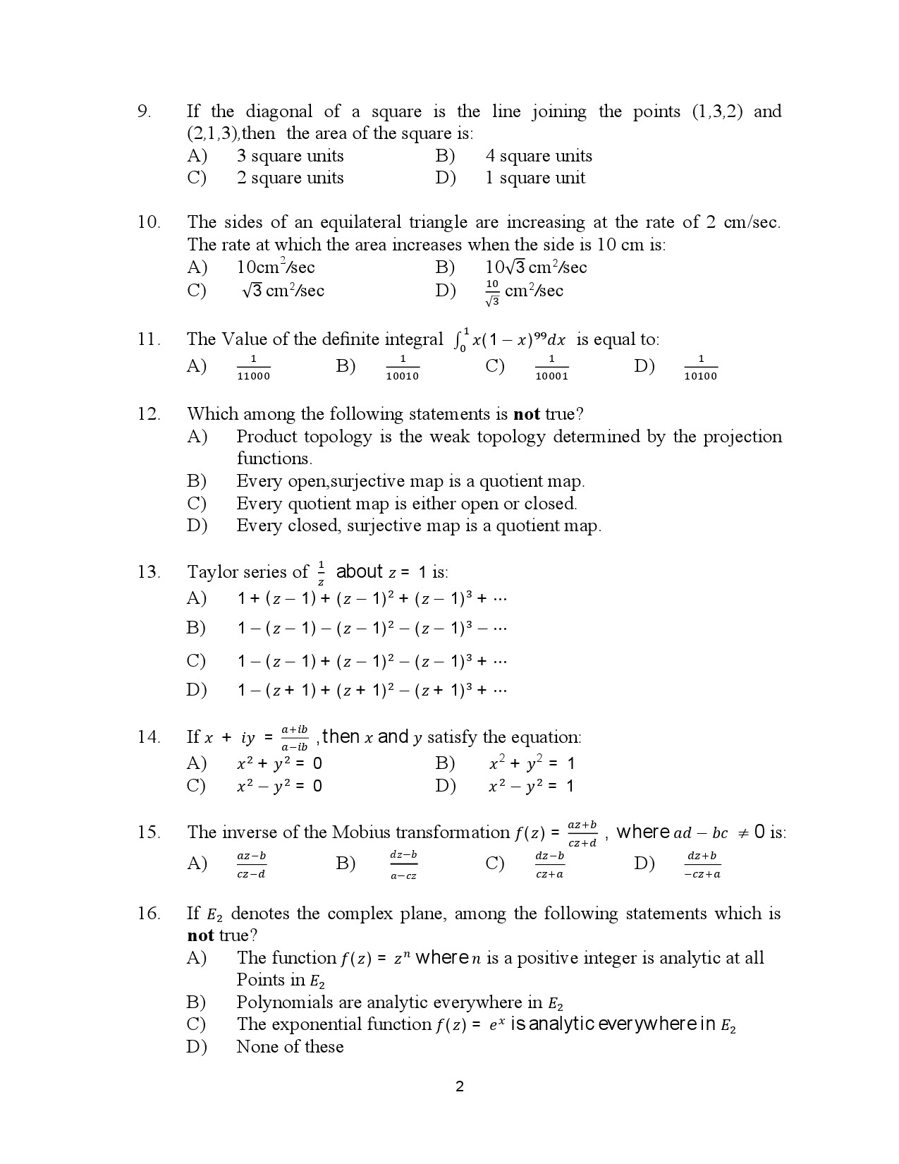 Kerala SET Mathematics Exam Question Paper July 2023 2