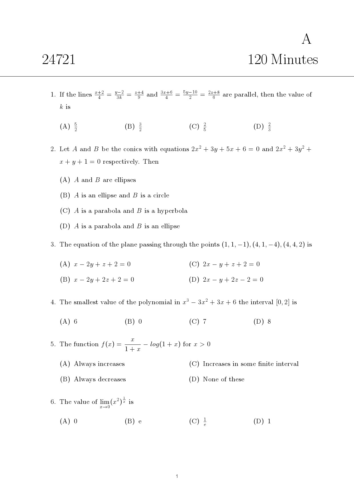 Kerala SET Mathematics Exam Question Paper July 2024 1