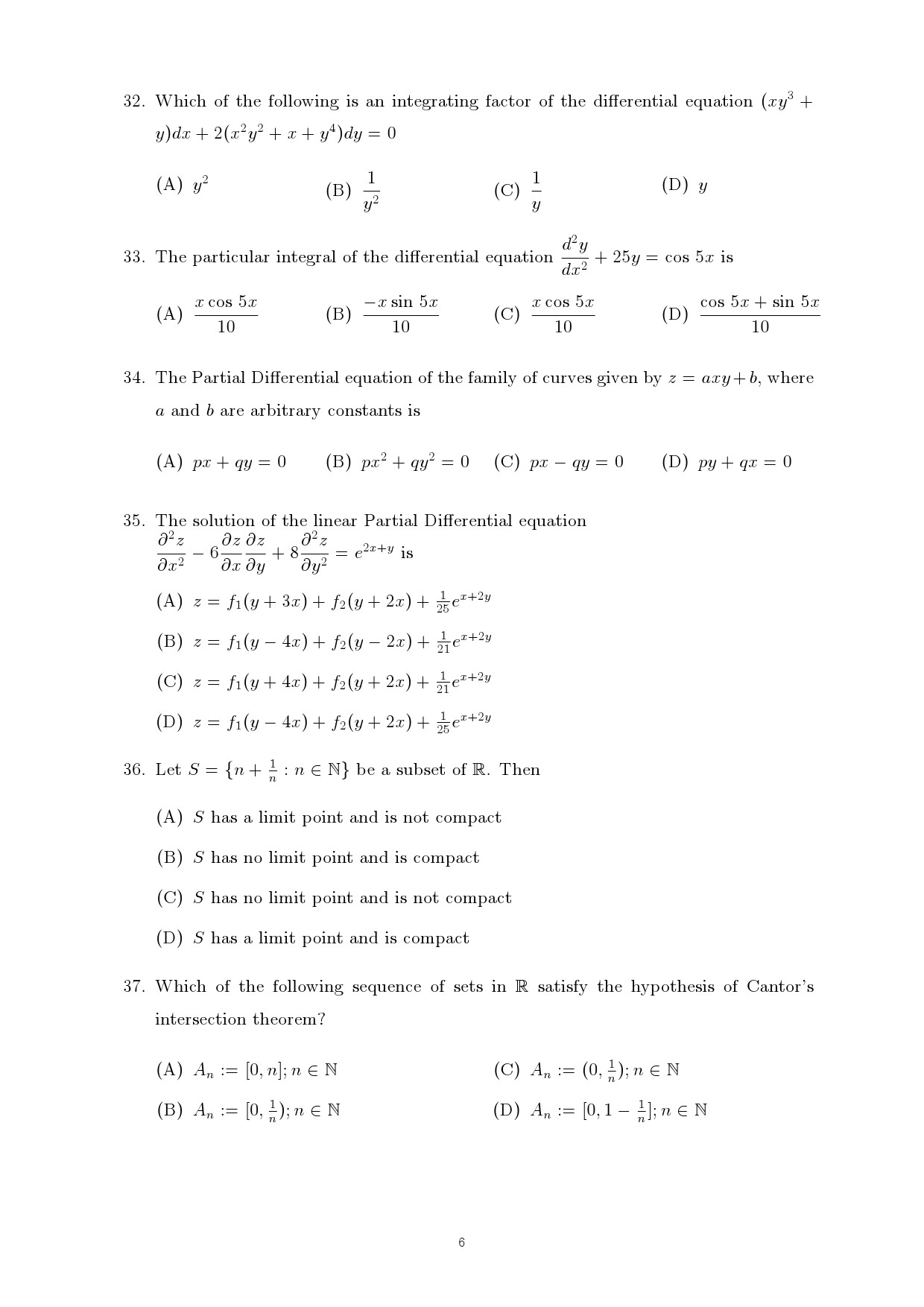 Kerala SET Mathematics Exam Question Paper July 2024 6