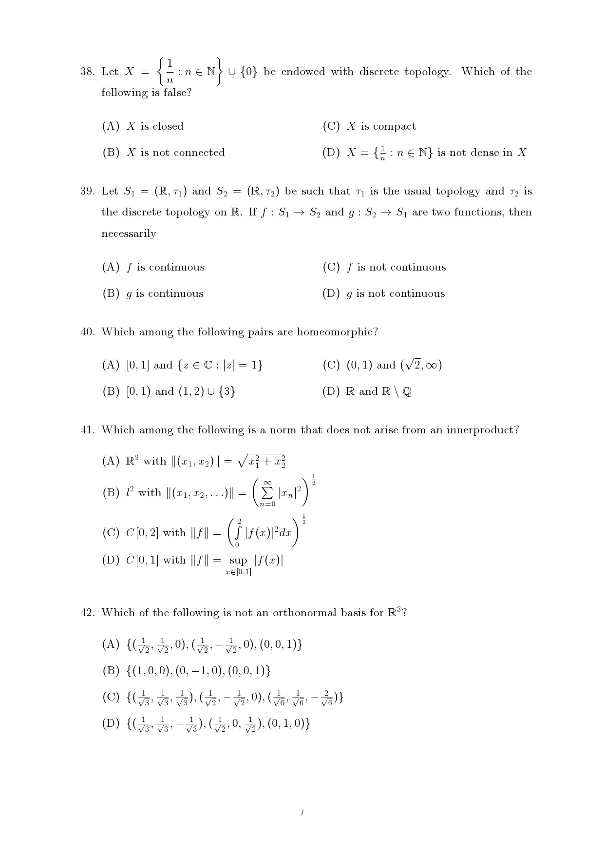 Kerala SET Mathematics Exam Question Paper July 2024 7