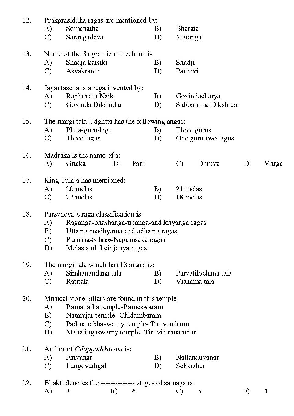 Kerala SET Music Exam 2013 Question Code 13622 2