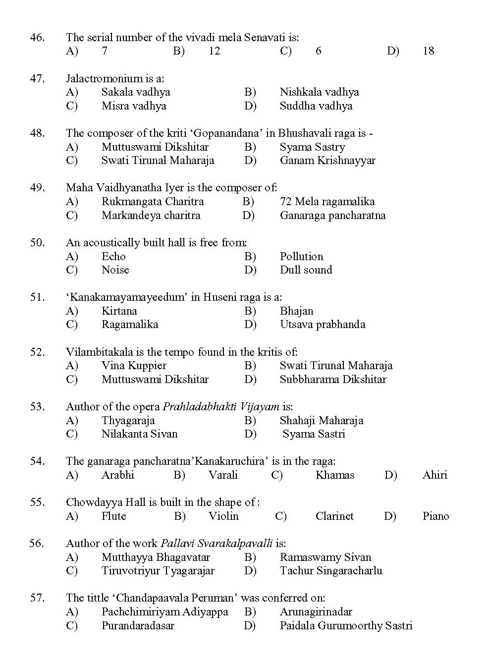 Kerala SET Music Exam 2013 Question Code 13622 5