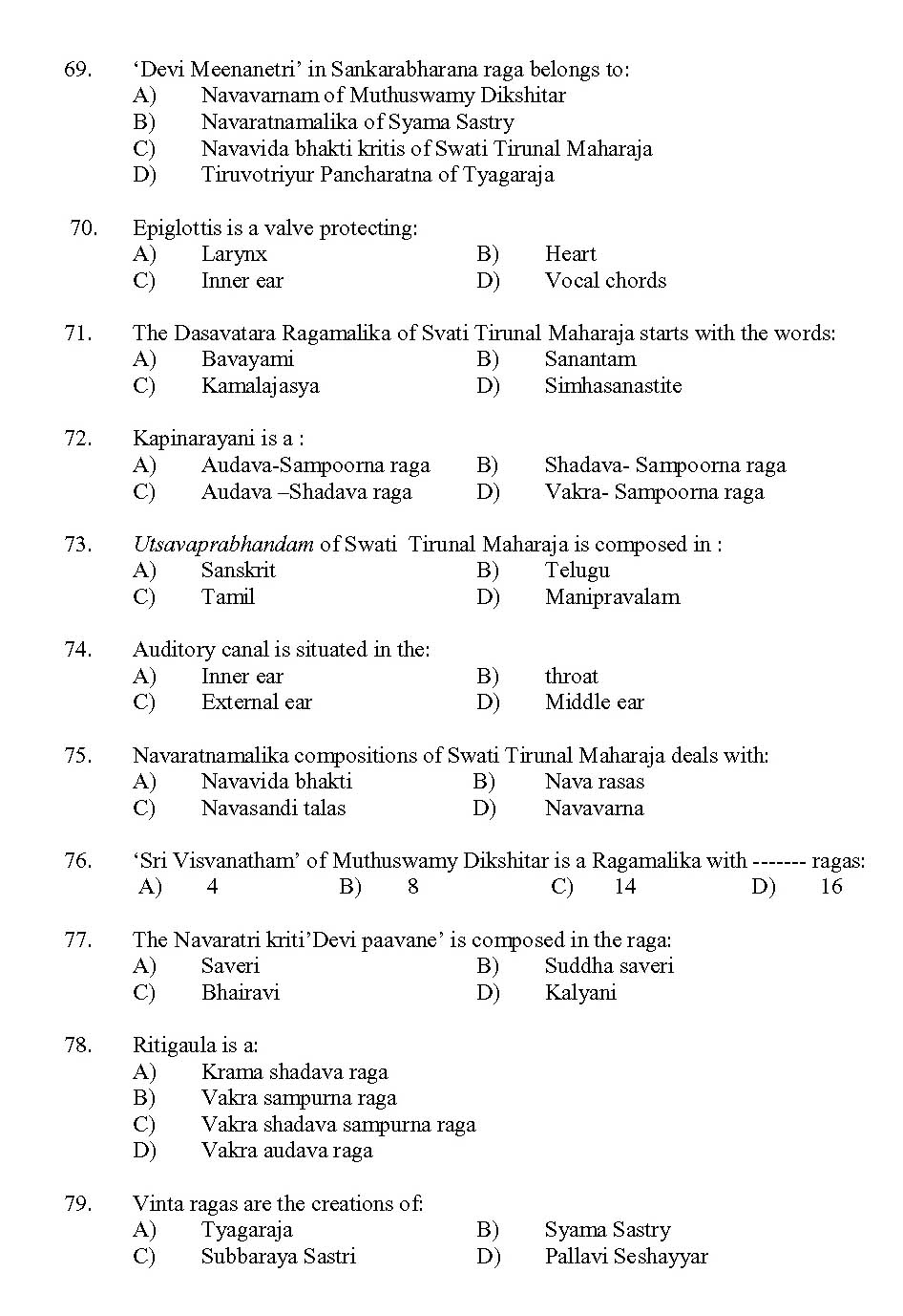 Kerala SET Music Exam 2013 Question Code 13622 7