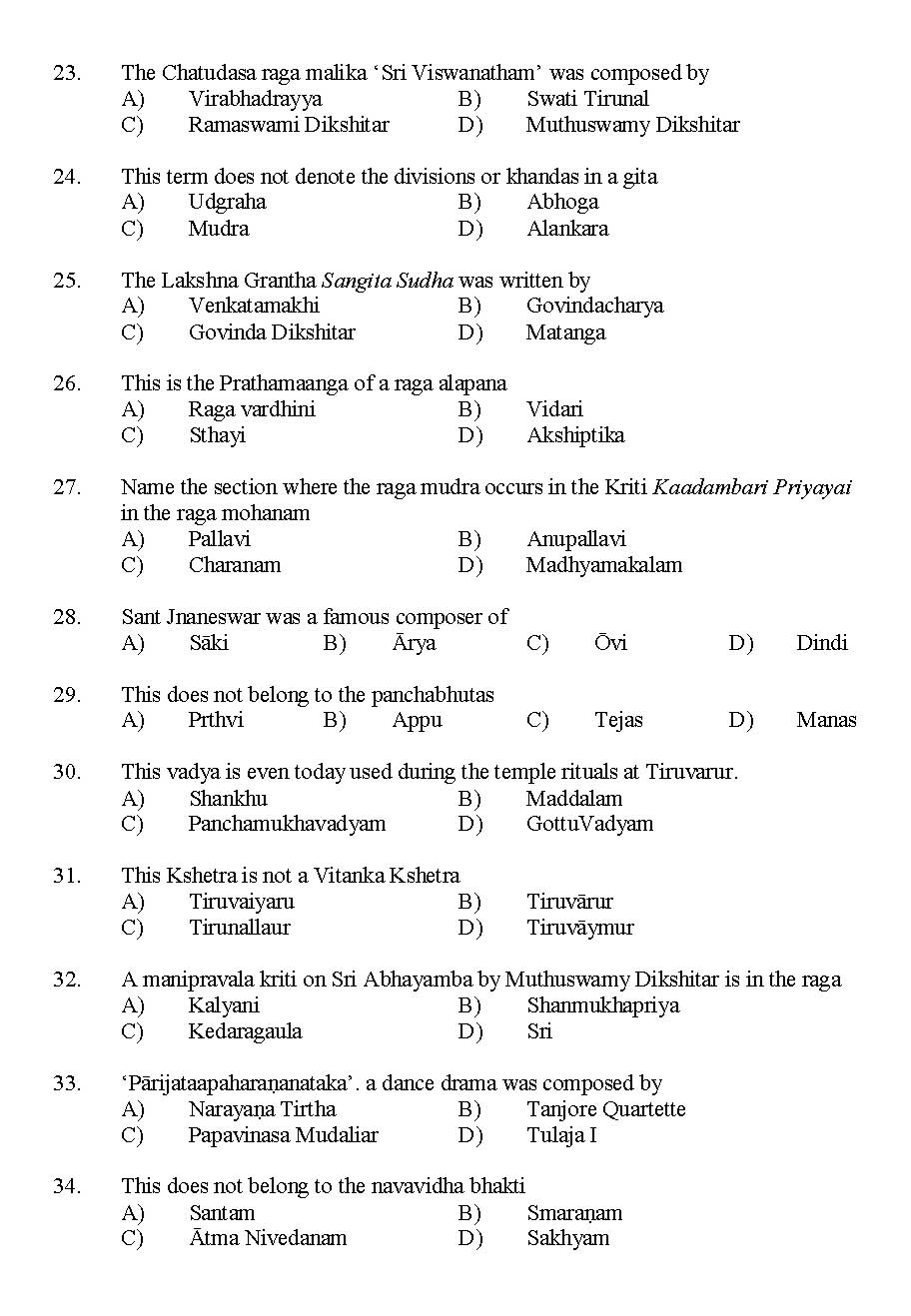 Kerala SET Music Exam 2015 Question Code 15622 3