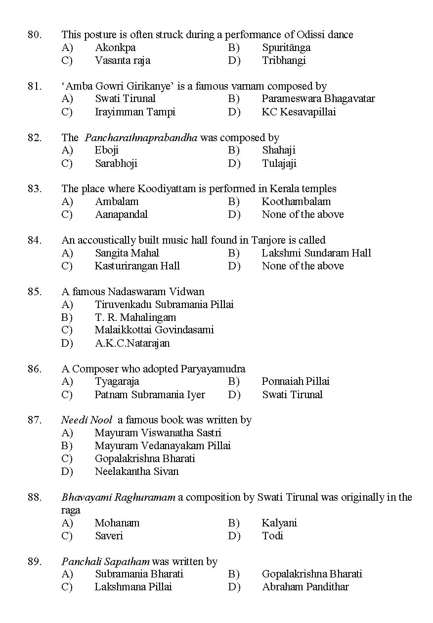Kerala SET Music Exam 2015 Question Code 15622 8
