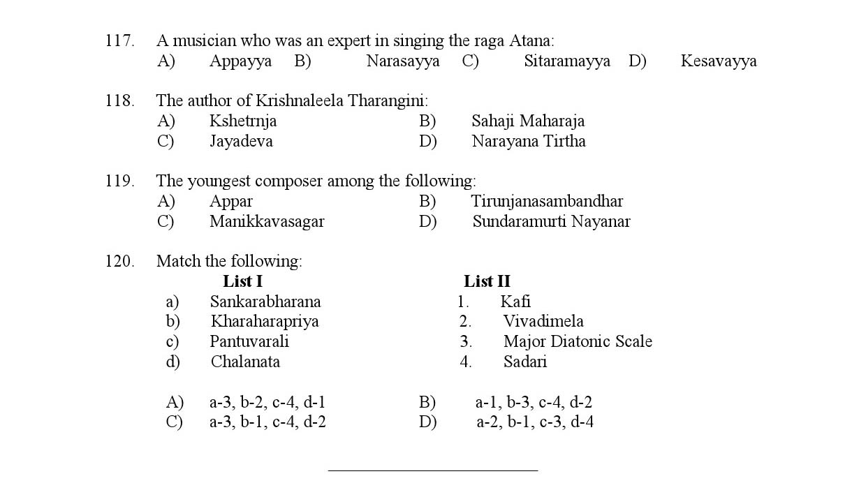 Kerala SET Music Exam Question Paper February 2020 10