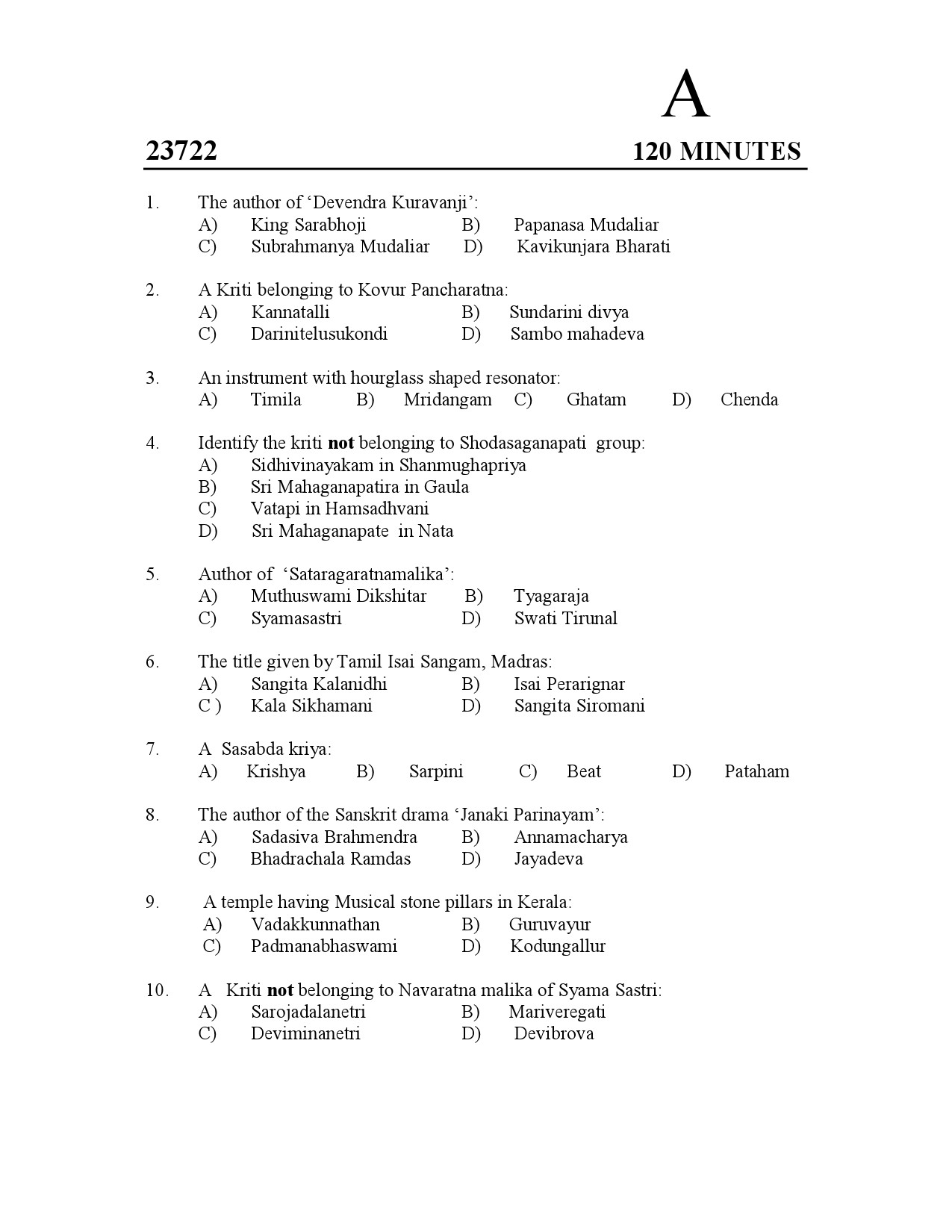 Kerala SET Music Exam Question Paper July 2023 1