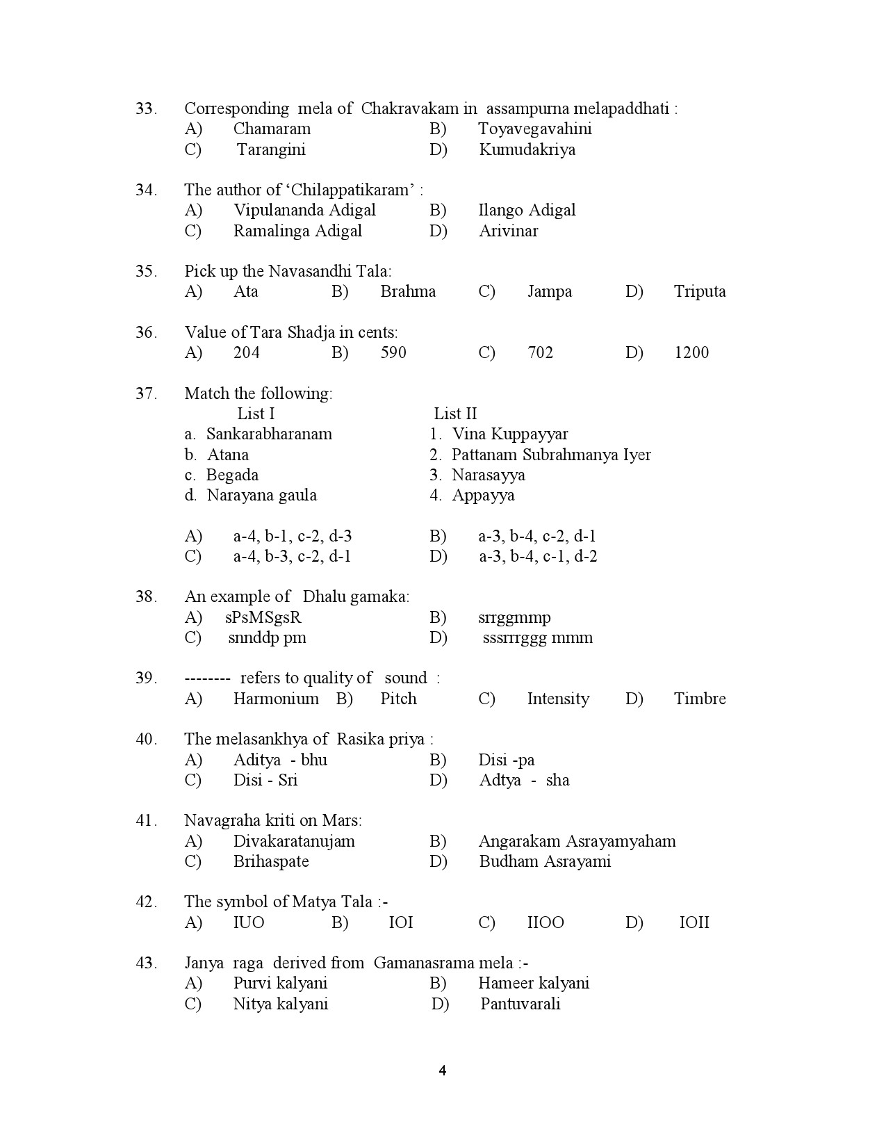 Kerala SET Music Exam Question Paper July 2023 4