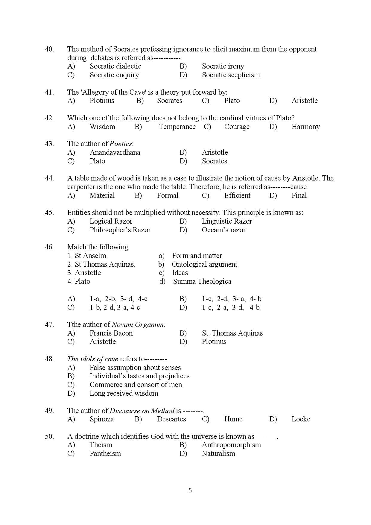 Kerala SET Philosophy Exam Question Paper February 2020 5