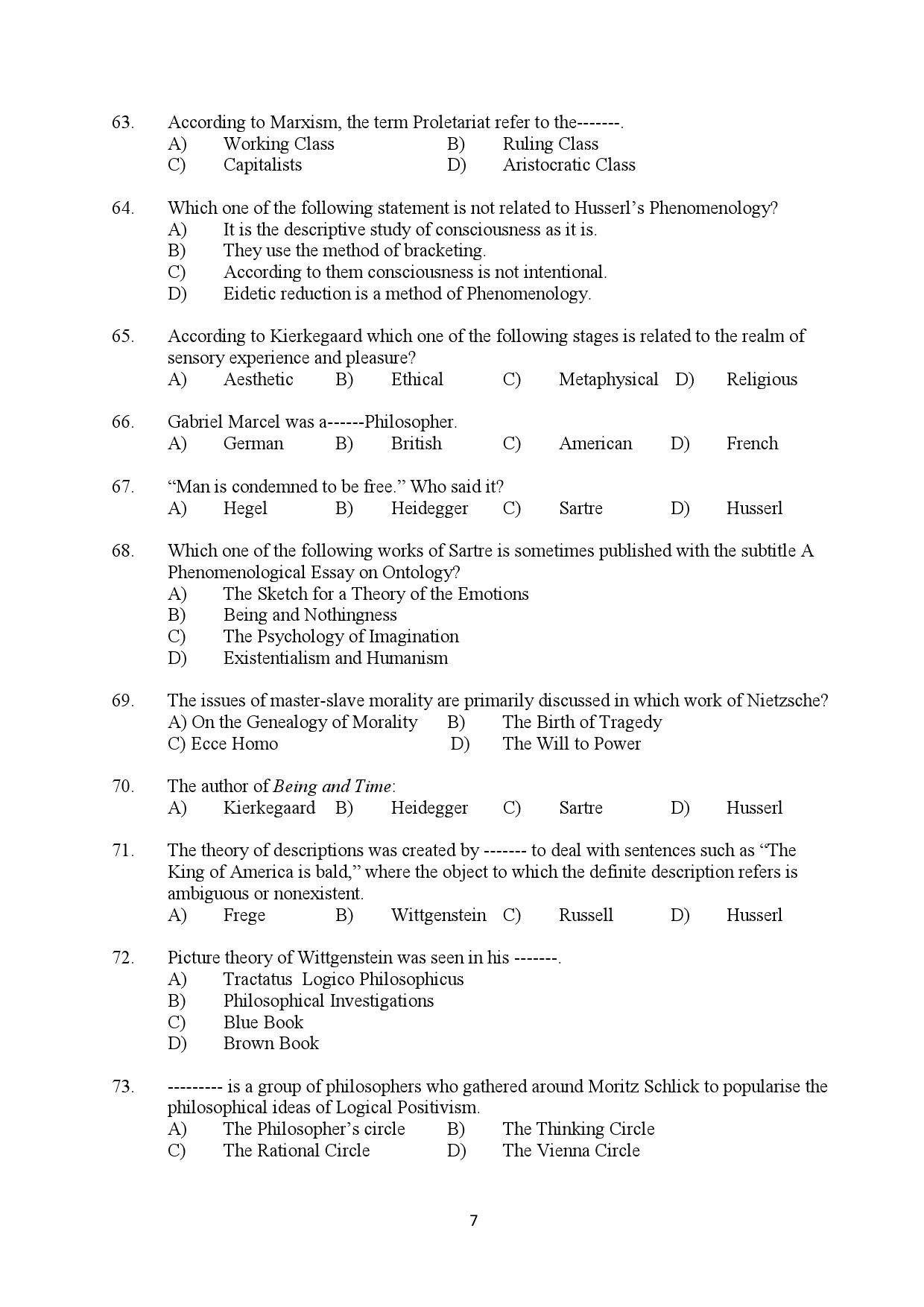 Kerala SET Philosophy Exam Question Paper February 2020 7