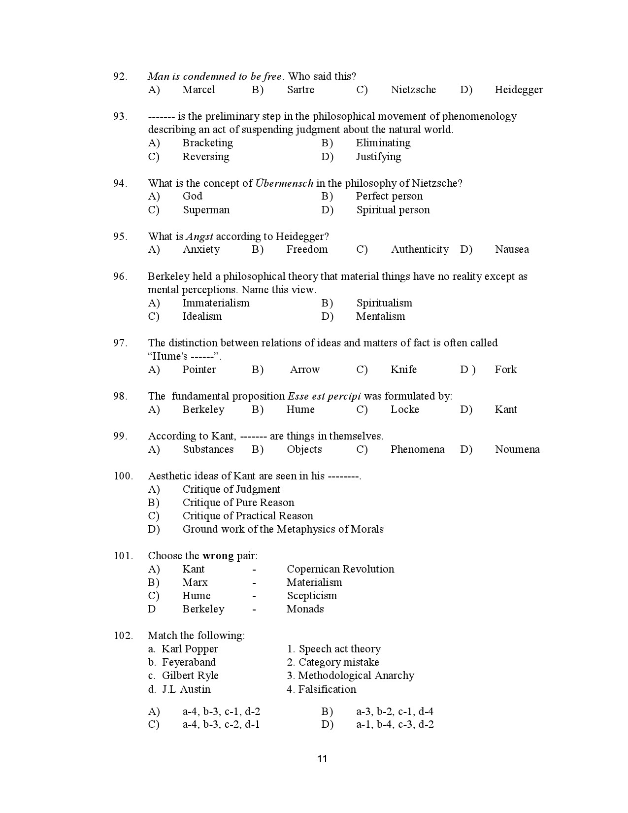 Kerala SET Philosophy Exam Question Paper January 2023 11
