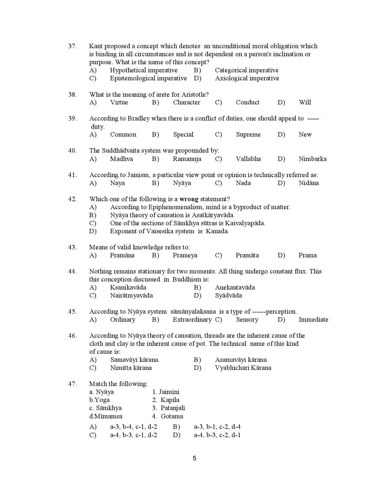 Kerala SET Philosophy Exam Question Paper January 2023 5