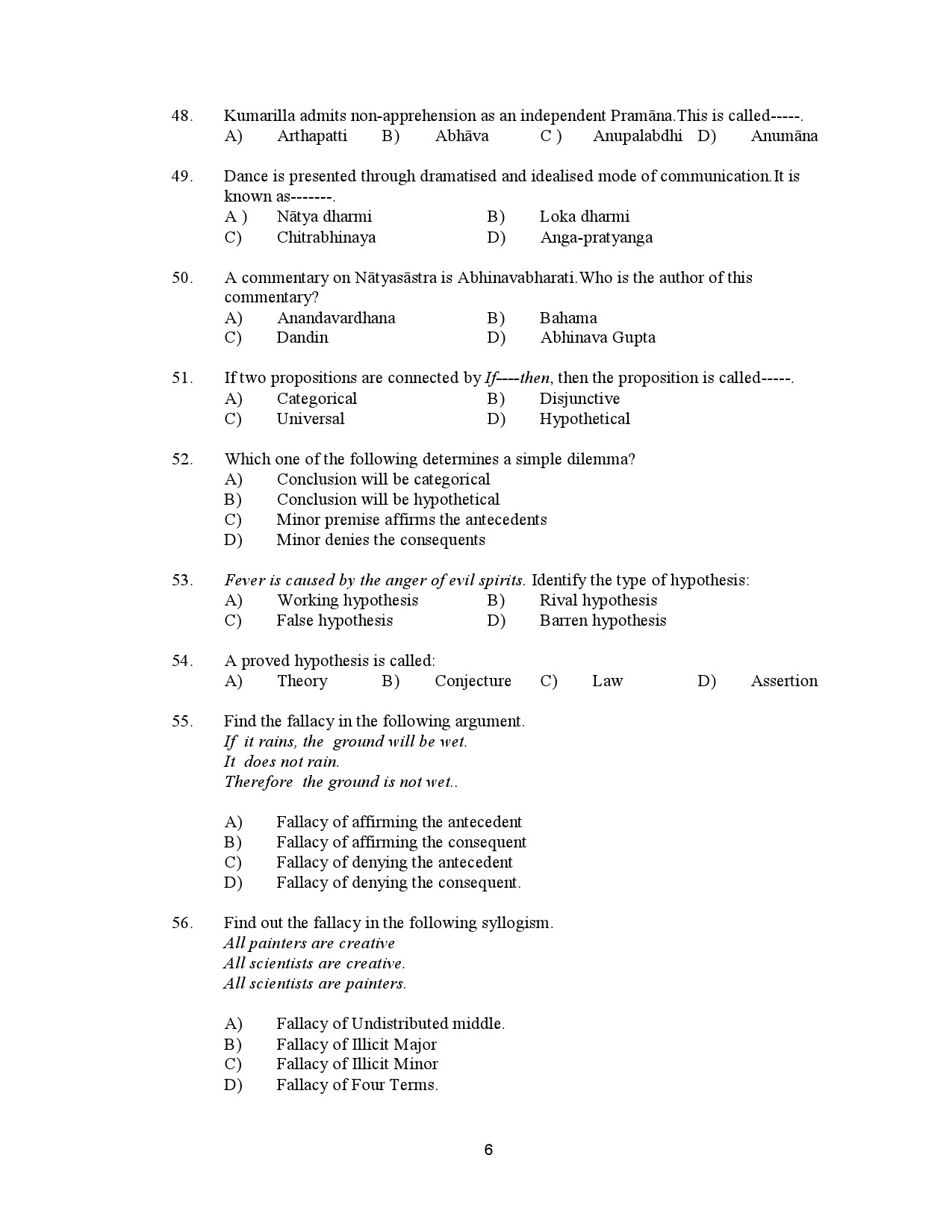 Kerala SET Philosophy Exam Question Paper January 2023 6