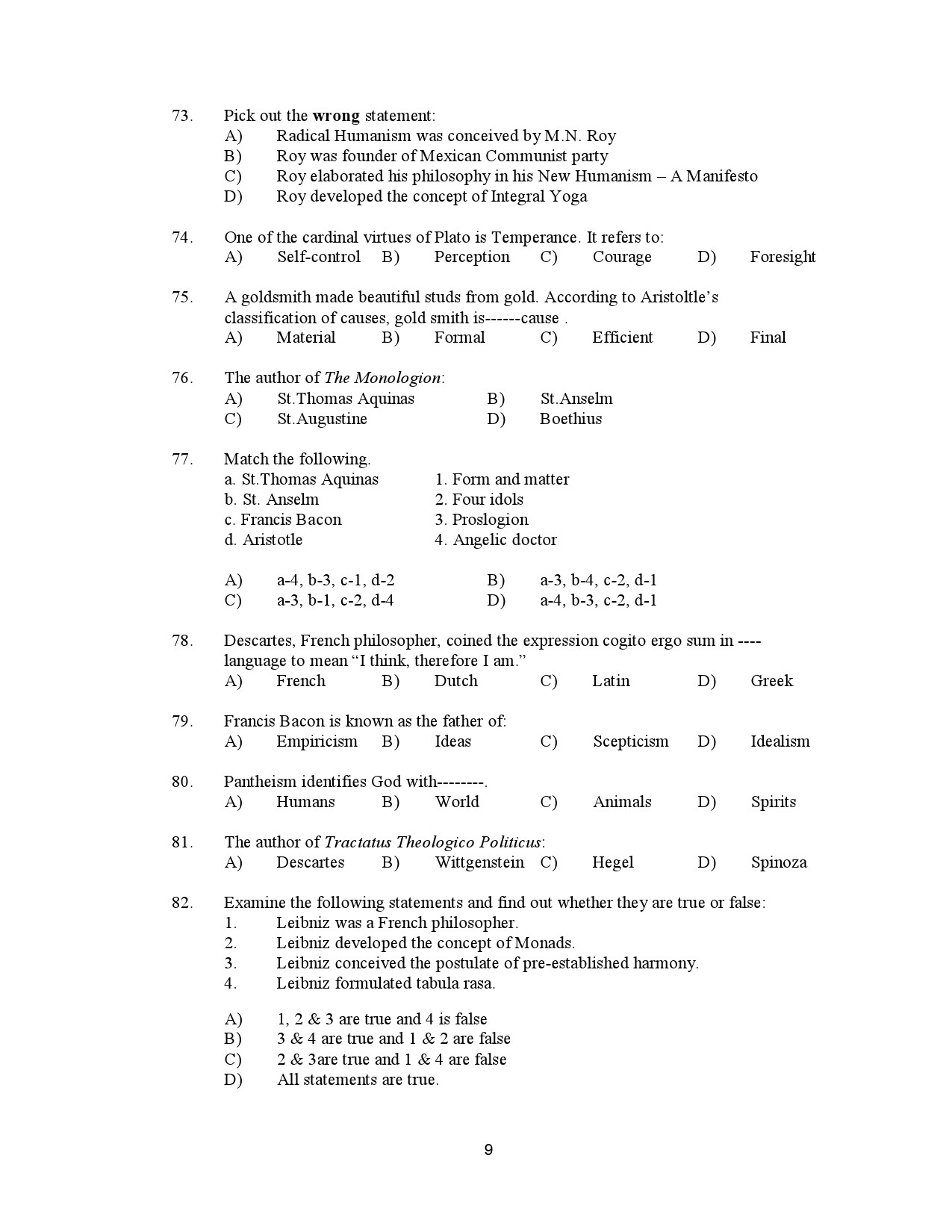 Kerala SET Philosophy Exam Question Paper January 2023 9