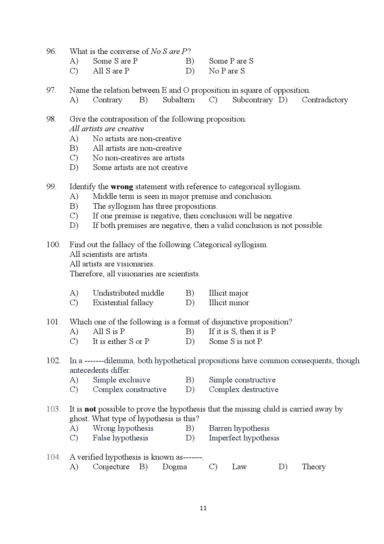 Kerala SET Philosophy Exam Question Paper January 2024 11