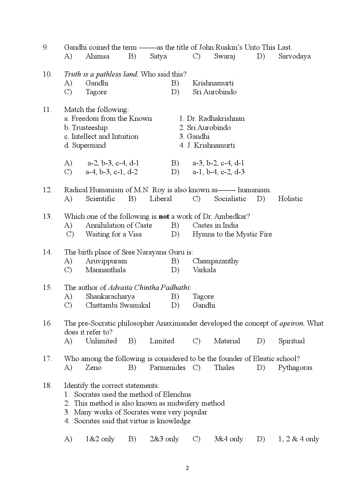 Kerala SET Philosophy Exam Question Paper January 2024 2