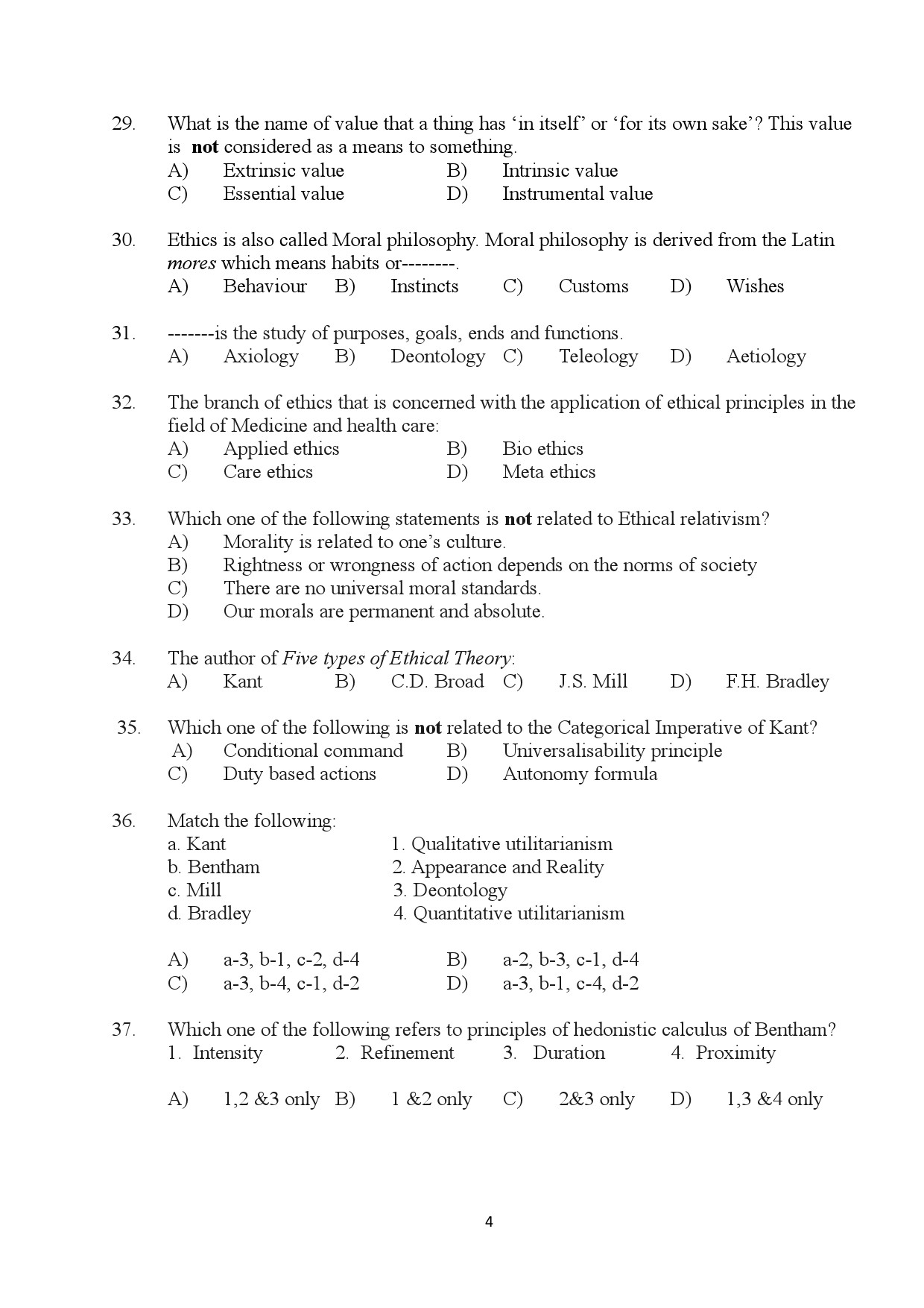 Kerala SET Philosophy Exam Question Paper January 2024 4