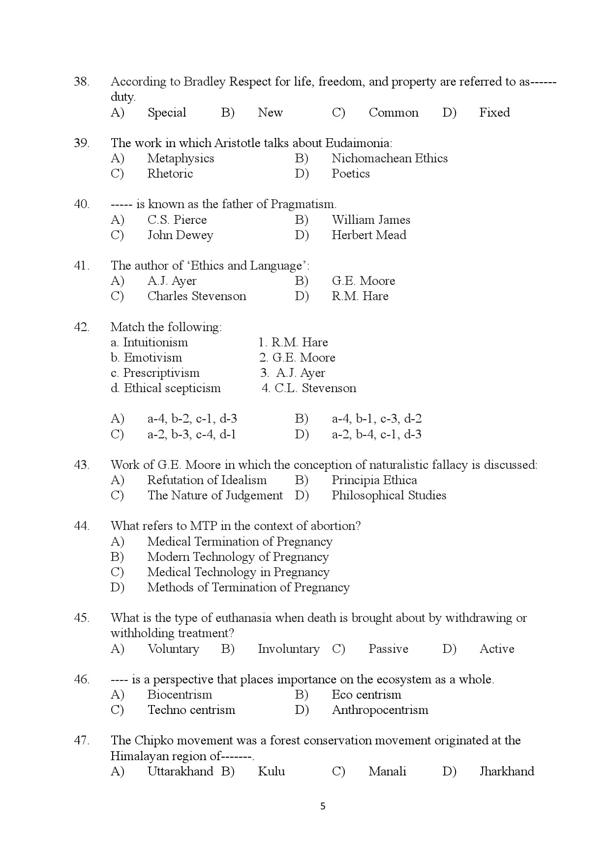 Kerala SET Philosophy Exam Question Paper January 2024 5