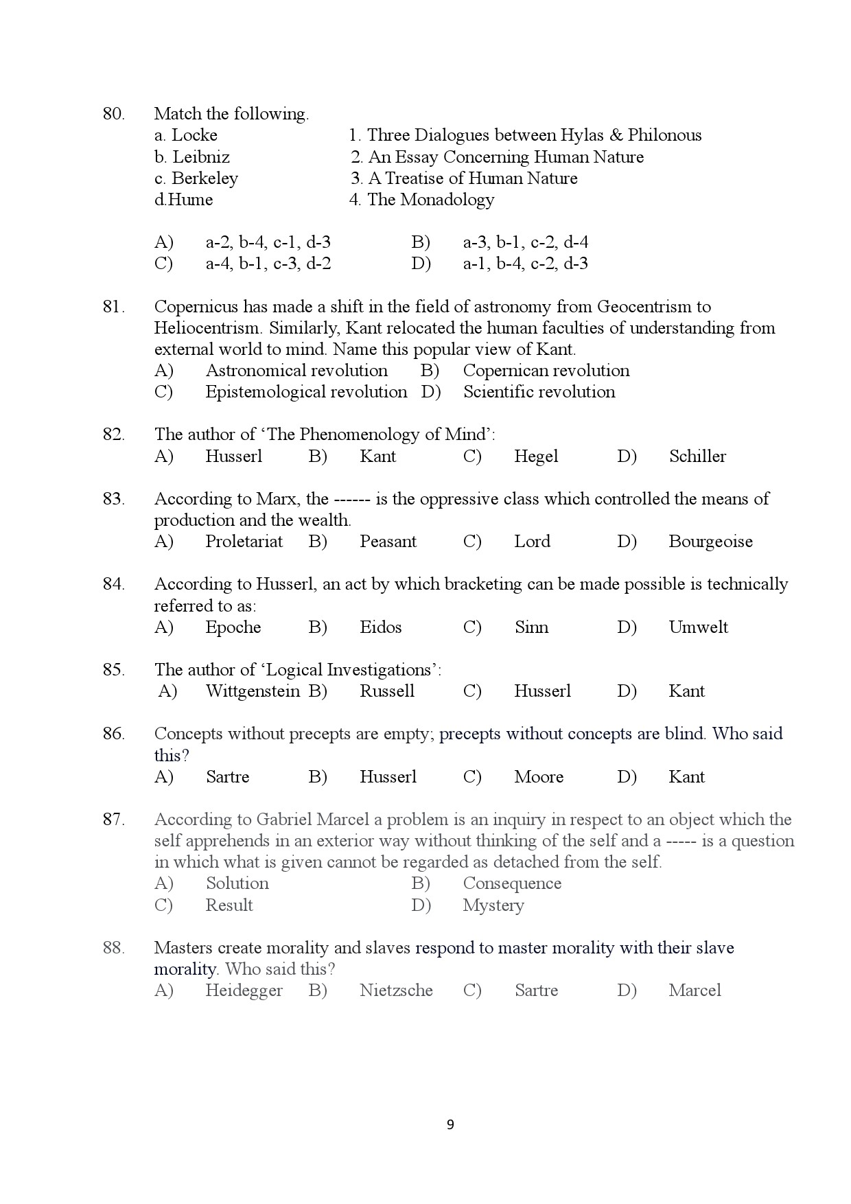 Kerala SET Philosophy Exam Question Paper January 2024 9