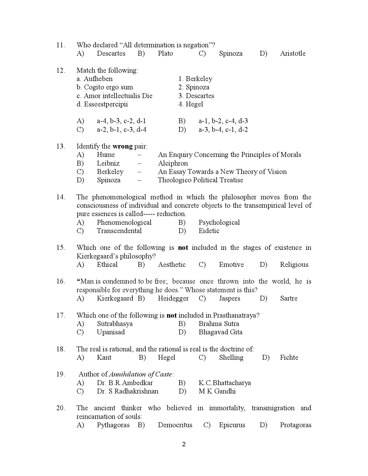 Kerala SET Philosophy Exam Question Paper July 2023 2