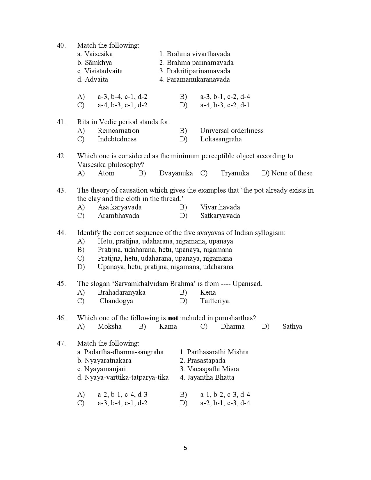 Kerala SET Philosophy Exam Question Paper July 2023 5