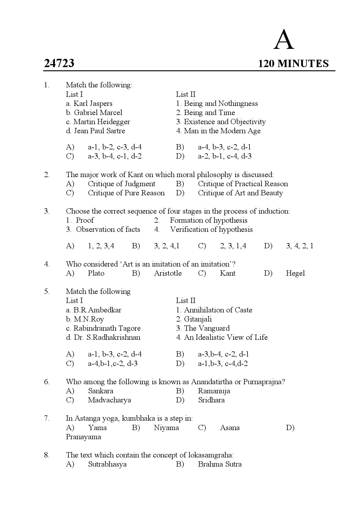 Kerala SET Philosophy Exam Question Paper July 2024 1