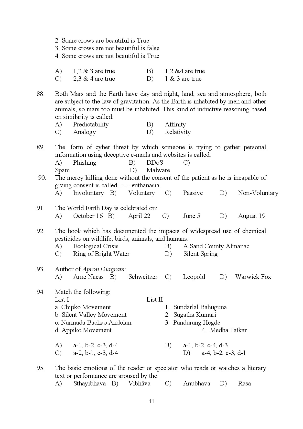 Kerala SET Philosophy Exam Question Paper July 2024 11